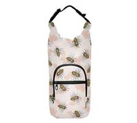Kcldeci Cute Summer Honey Bees Insulated Water Bottle Carrier Bag, Sling Bag Sleeve Pouch Holder with Strap for Travelling, Hiking, Camping