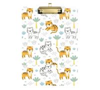 Kcldeci Cute Tiger Animal Jungle Tree Acrylic Clipboards Standard Letter A4 Size Clipboards for Classroom, Teacher Women Clip Board Office School Supplies Silver 12x9in