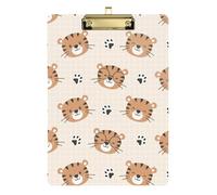 Kcldeci Cute Tiger Cartoon Acrylic Clipboards Standard Letter A4 Size Clipboards for Classroom, Teacher Women Clip Board Office School Supplies Gold 12x9in