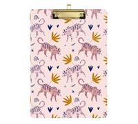 Kcldeci Cute Tiger Cat Acrylic Clipboards Standard Letter A4 Size Clipboards for Classroom, Teacher Women Clip Board Office School Supplies Silver 12x9in