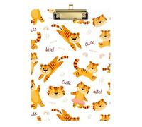 Kcldeci Cute Tiger Cubs Acrylic Clipboards Standard Letter A4 Size Clipboards for Classroom, Teacher Women Clip Board Office School Supplies Gold 12x9in