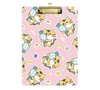 Kcldeci Cute Tiger Hug Candy Cartoon Acrylic Clipboards Standard Letter A4 Size Clipboards for Classroom, Teacher Women Clip Board Office School Supplies Gold 12x9in