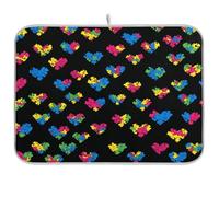 Kcldeci Dish Drying Mat for Kitchen Counter,Autism Awareness Puzzle Absorbent Dish Drainer Dish Drying Pad for Countertops,Sinks,Draining Racks 16x18in