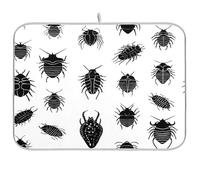 Kcldeci Dish Drying Mat for Kitchen Counter, Black Trilobites Absorbent Dish Drainer Dish Drying Pad for Countertops,Sinks,Draining Racks 18x24in