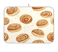 Kcldeci Dish Drying Mat for Kitchen Counter, Eclair Cinnamon Bun Absorbent Dish Drainer Dish Drying Pad for Countertops,Sinks,Draining Racks 18x24in