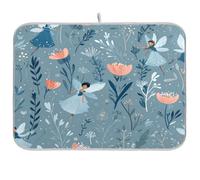 Kcldeci Dish Drying Mat for Kitchen Counter, Gray Forest Fairies1 Absorbent Dish Drainer Dish Drying Pad for Countertops,Sinks,Draining Racks 18x24in