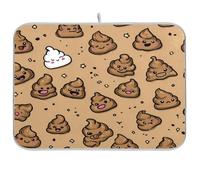 Kcldeci Dish Drying Mat for Kitchen Counter,Poop on Brown Absorbent Dish Drainer Dish Drying Pad for Countertops,Sinks,Draining Racks 16x18in