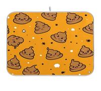 Kcldeci Dish Drying Mat for Kitchen Counter,Poop on Orange Absorbent Dish Drainer Dish Drying Pad for Countertops,Sinks,Draining Racks 16x18in