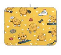 Kcldeci Dish Drying Mat for Kitchen Counter,Potato Doing Sports Absorbent Dish Drainer Dish Drying Pad for Countertops,Sinks,Draining Racks 16x18in