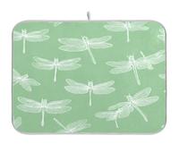 Kcldeci Dish Drying Mat for Kitchen Counter,White Dragonflies1 Absorbent Dish Drainer Dish Drying Pad for Countertops,Sinks,Draining Racks 16x18in