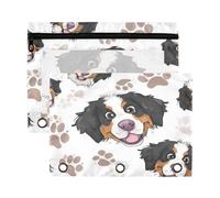 Kcldeci Dog Paws Bernese Mountain Dog Pencil Pouch for 3 Ring Binder,Pencil Pouches with Zipper Pencil Bag, Clear Pencil Case Office Stationery School Organizer