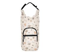 Kcldeci Dog Paws Bones Hearts Water Bottle Holder with Strap Carrier Sling Bag with Phone Pocket Water Bottle Sleeve for Men Women Hiking Camping Travelling