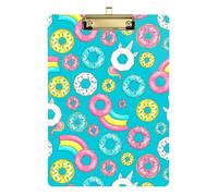 Kcldeci Donut Unicorn Rainbow Tail Acrylic Clipboards Standard A4 Letter Size Clip Board for Classroom School and Office Use for Kids Student Teacher Gold 12x9in