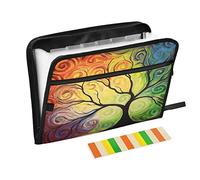 Kcldeci Expanding File Folder 13 Pocket Colorful Tree of Life Accordion File Folder Document Organizer Expanding Zip File Folder with Zipper Closure Letter A4 Paper Document Accordion Folder