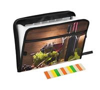 Kcldeci Expanding File Folder 13 Pocket Wine Accordion File Folder Document Organizer Expanding Zip File Folder with Zipper Closure Letter A4 Paper Document Accordion Folder