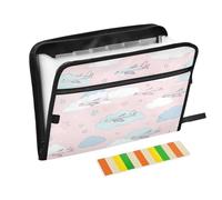 Kcldeci Expanding File Folder,13 Pockets Accordion File Organizer, Airplanes Clouds Star A4 Letter Size Paper Document Receipt Organizer Accordian Filing Folder