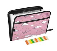 Kcldeci Expanding File Folder,13 Pockets Accordion File Organizer, Airplanes Clouds Star1 A4 Letter Size Paper Document Receipt Organizer Accordian Filing Folder