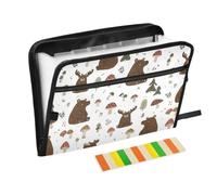 Kcldeci Expanding File Folder,13 Pockets Accordion File Organizer, Bear Moose Mushroom A4 Letter Size Paper Document Receipt Organizer Accordian Filing Folder