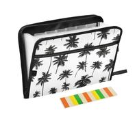 Kcldeci Expanding File Folder,13 Pockets Accordion File Organizer, Black Coconut Tree A4 Letter Size Paper Document Receipt Organizer Accordian Filing Folder