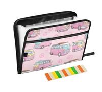 Kcldeci Expanding File Folder,13 Pockets Accordion File Organizer, Camper Bus and Peace A4 Letter Size Paper Document Receipt Organizer Accordian Filing Folder