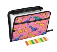 Kcldeci Expanding File Folder,13 Pockets Accordion File Organizer, Cartoon Dinosaur and Stars A4 Letter Size Paper Document Receipt Organizer Accordian Filing Folder