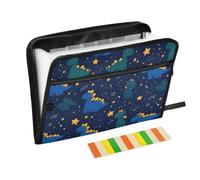 Kcldeci Expanding File Folder,13 Pockets Accordion File Organizer, Cartoon Dinosaur Space A4 Letter Size Paper Document Receipt Organizer Accordian Filing Folder