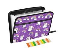 Kcldeci Expanding File Folder,13 Pockets Accordion File Organizer, Cats Unicorn Rainbow A4 Letter Size Paper Document Receipt Organizer Accordian Filing Folder