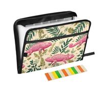 Kcldeci Expanding File Folder,13 Pockets Accordion File Organizer, Chameleon Palm Leaves A4 Letter Size Paper Document Receipt Organizer Accordian Filing Folder