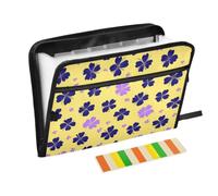 Kcldeci Expanding File Folder,13 Pockets Accordion File Organizer, Clover on Yellow A4 Letter Size Paper Document Receipt Organizer Accordian Filing Folder
