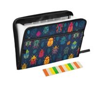 Kcldeci Expanding File Folder,13 Pockets Accordion File Organizer, Colorful Bugs Herb A4 Letter Size Paper Document Receipt Organizer Accordian Filing Folder