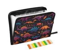 Kcldeci Expanding File Folder,13 Pockets Accordion File Organizer, Colorful Dinosaur Fossils1 A4 Letter Size Paper Document Receipt Organizer Accordian Filing Folder