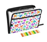 Kcldeci Expanding File Folder,13 Pockets Accordion File Organizer, Colorful Magic Love Hearts A4 Letter Size Paper Document Receipt Organizer Accordian Filing Folder