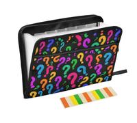 Kcldeci Expanding File Folder,13 Pockets Accordion File Organizer, Colorful Question Mark A4 Letter Size Paper Document Receipt Organizer Accordian Filing Folder
