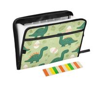 Kcldeci Expanding File Folder,13 Pockets Accordion File Organizer, Easter Dinosaur A4 Letter Size Paper Document Receipt Organizer Accordian Filing Folder