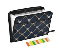 Kcldeci Expanding File Folder,13 Pockets Accordion File Organizer, Gold Chains Diamond A4 Letter Size Paper Document Receipt Organizer Accordian Filing Folder