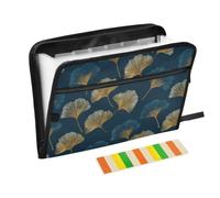 Kcldeci Expanding File Folder,13 Pockets Accordion File Organizer, Golden Gingko Leaf A4 Letter Size Paper Document Receipt Organizer Accordian Filing Folder
