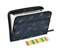 Kcldeci Expanding File Folder,13 Pockets Accordion File Organizer, Golden Witch Hat Broom1 A4 Letter Size Paper Document Receipt Organizer Accordian Filing Folder