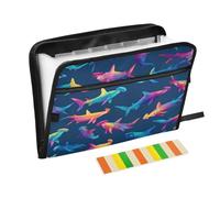 Kcldeci Expanding File Folder,13 Pockets Accordion File Organizer, Hammerhead Sharks A4 Letter Size Paper Document Receipt Organizer Accordian Filing Folder