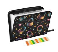 Kcldeci Expanding File Folder,13 Pockets Accordion File Organizer, Headphones Retro Disco A4 Letter Size Paper Document Receipt Organizer Accordian Filing Folder