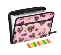 Kcldeci Expanding File Folder,13 Pockets Accordion File Organizer, Leopard Print Heart A4 Letter Size Paper Document Receipt Organizer Accordian Filing Folder