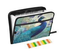 Kcldeci Expanding File Folder,13 Pockets Accordion File Organizer, Majestic Peacock A4 Letter Size Paper Document Receipt Organizer Accordian Filing Folder