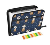Kcldeci Expanding File Folder,13 Pockets Accordion File Organizer, Meerkat and Heart A4 Letter Size Paper Document Receipt Organizer Accordian Filing Folder