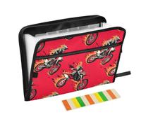 Kcldeci Expanding File Folder,13 Pockets Accordion File Organizer, Motocross Rider Flames A4 Letter Size Paper Document Receipt Organizer Accordian Filing Folder