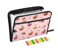 Kcldeci Expanding File Folder,13 Pockets Accordion File Organizer, Muffins Berries Cream A4 Letter Size Paper Document Receipt Organizer Accordian Filing Folder