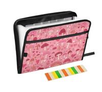 Kcldeci Expanding File Folder,13 Pockets Accordion File Organizer, Mushroom and Heart A4 Letter Size Paper Document Receipt Organizer Accordian Filing Folder