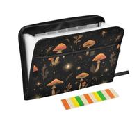 Kcldeci Expanding File Folder,13 Pockets Accordion File Organizer, Mushroom and Star1 A4 Letter Size Paper Document Receipt Organizer Accordian Filing Folder