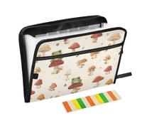 Kcldeci Expanding File Folder,13 Pockets Accordion File Organizer, Mushroom Cute Frog A4 Letter Size Paper Document Receipt Organizer Accordian Filing Folder