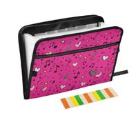 Kcldeci Expanding File Folder,13 Pockets Accordion File Organizer, Music Notes Hearts A4 Letter Size Paper Document Receipt Organizer Accordian Filing Folder