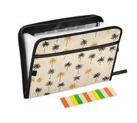 Kcldeci Expanding File Folder,13 Pockets Accordion File Organizer, Palm Tree Brown A4 Letter Size Paper Document Receipt Organizer Accordian Filing Folder
