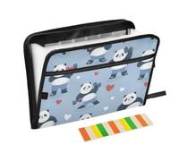 Kcldeci Expanding File Folder,13 Pockets Accordion File Organizer, Panda Doing Sports A4 Letter Size Paper Document Receipt Organizer Accordian Filing Folder